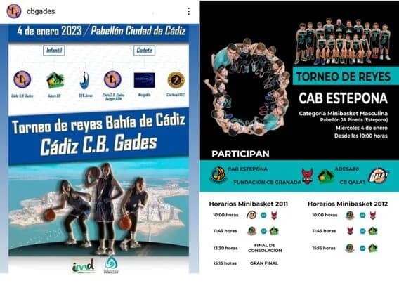 Portada: Torneo de Reyes para minis masculinos en estepona, y para infantil femenino en cadiz